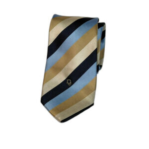 VTG Christian Dior Logo 3" Striped Tie Blue Tan Beige Preppy Designer Luxury